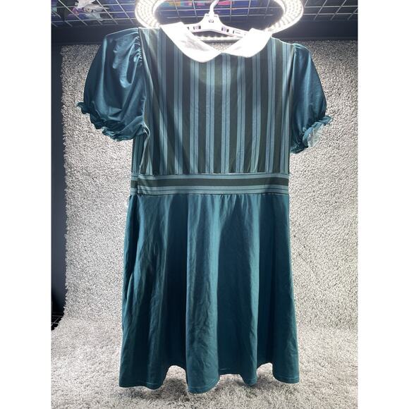 Goth Vintage Style Apron Maid Housekeeper Womens Costume Dress Sz Large Green - Picture 10 of 14